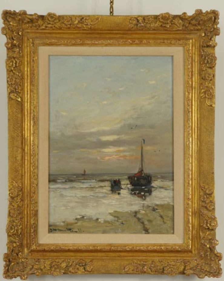 'Aan zee' - Olieverf op board: Gerhard Morgenstjerne Munthe