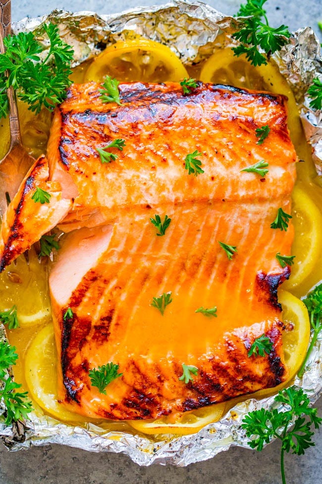 Grilled Honey Lemon Butter Salmon - EASY, ready in 10 minutes, and a FOOLPROOF way to make grilled salmon!! Wonderfully tender, so juicy, just melts in your mouth, and has FABULOUS flavor!! Grilled Honey Lemon Butter Salmon - EASY, ready in 10 minutes, and a FOOLPROOF way to make grilled salmon!! Wonderfully tender, so juicy, just melts in your mouth, and has FABULOUS flavor!!