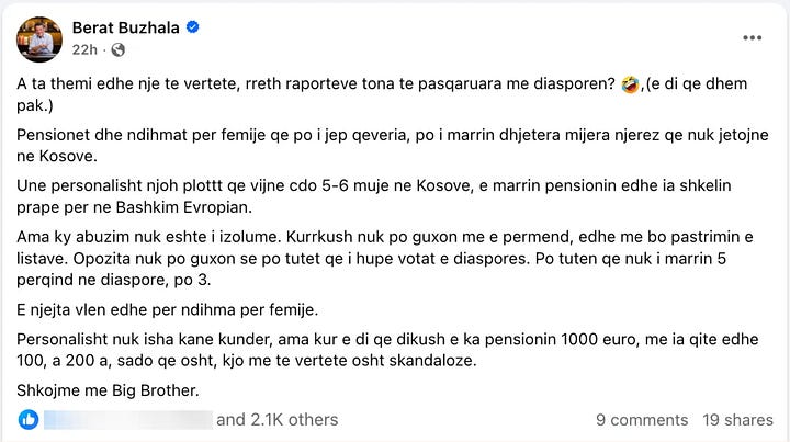 Postime të shkruara drejtpërdrejt nga Berat Buzhala, të përdorura në analizën krahasuese gjuhësore. Këto tekste shërbejnë si mostra kontrolli për stilin, fjalorin, ndërtimin sintaksor dhe strategjinë retorike të autorit, në raport me mesazhet që ai i ka paraqitur si të ardhura nga qytetarë të tjerë.
