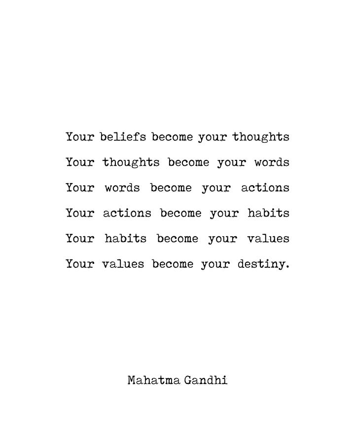 Mahatma Gandhi Quote - Your Beliefs become your thoughts - Studio Grafiikka