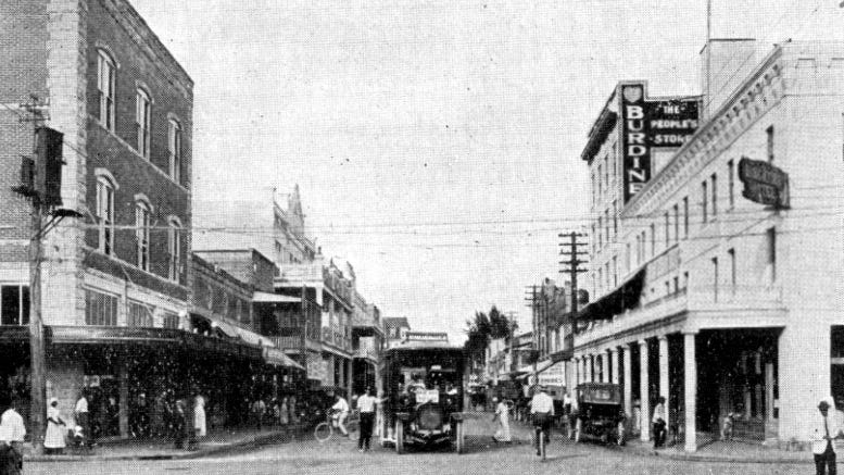 Twelfth Street, or today’s Flagler Street, looking east from Avenue D, today’s Miami Avenue. Twelfth Street, or today’s Flagler Street, looking east from Avenue D, today’s Miami Avenue.