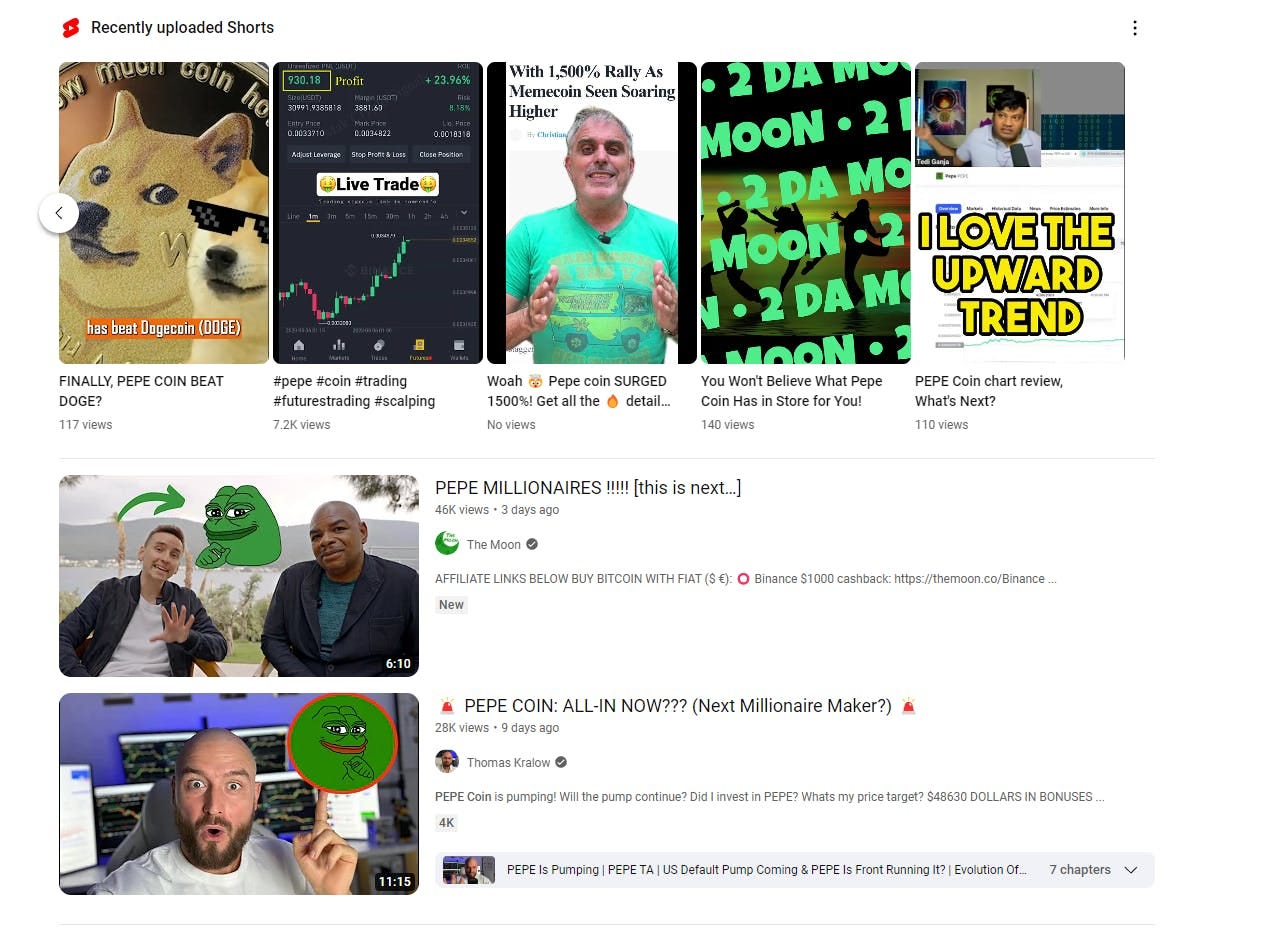 I just went to Youtube and searched for meme coin to find these. 