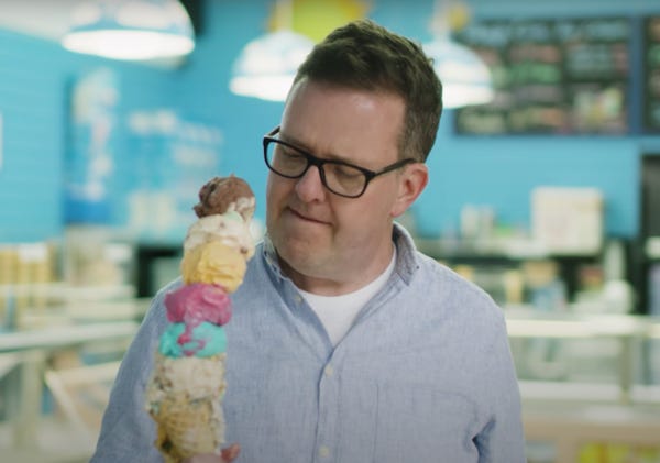 About to expose myself to some serious ice cream stains on my shirt. About to expose myself to some serious ice cream stains on my shirt.