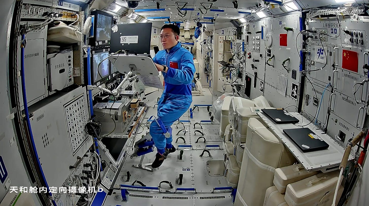 Zhang Hongzhang inside of the Tianhe module supporting his crewmates during Shenzhou-21’s first spacewalk on Decmber 9th 2025. Zhang Hongzhang inside of the Tianhe module supporting his crewmates during Shenzhou-21’s first spacewalk on Decmber 9th 2025.