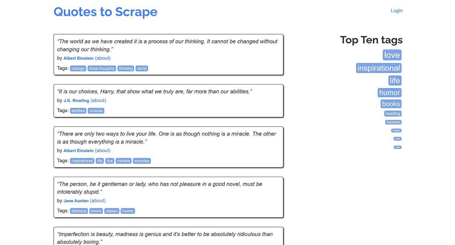 The target page