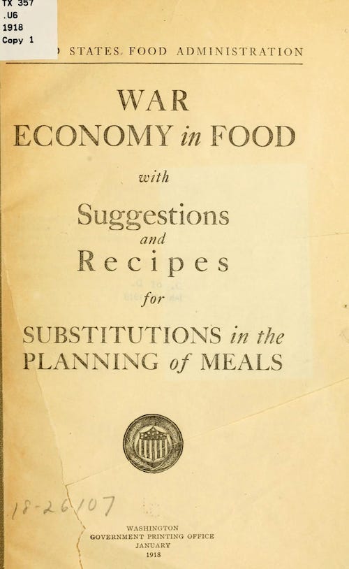 War Economy of Food, 1918