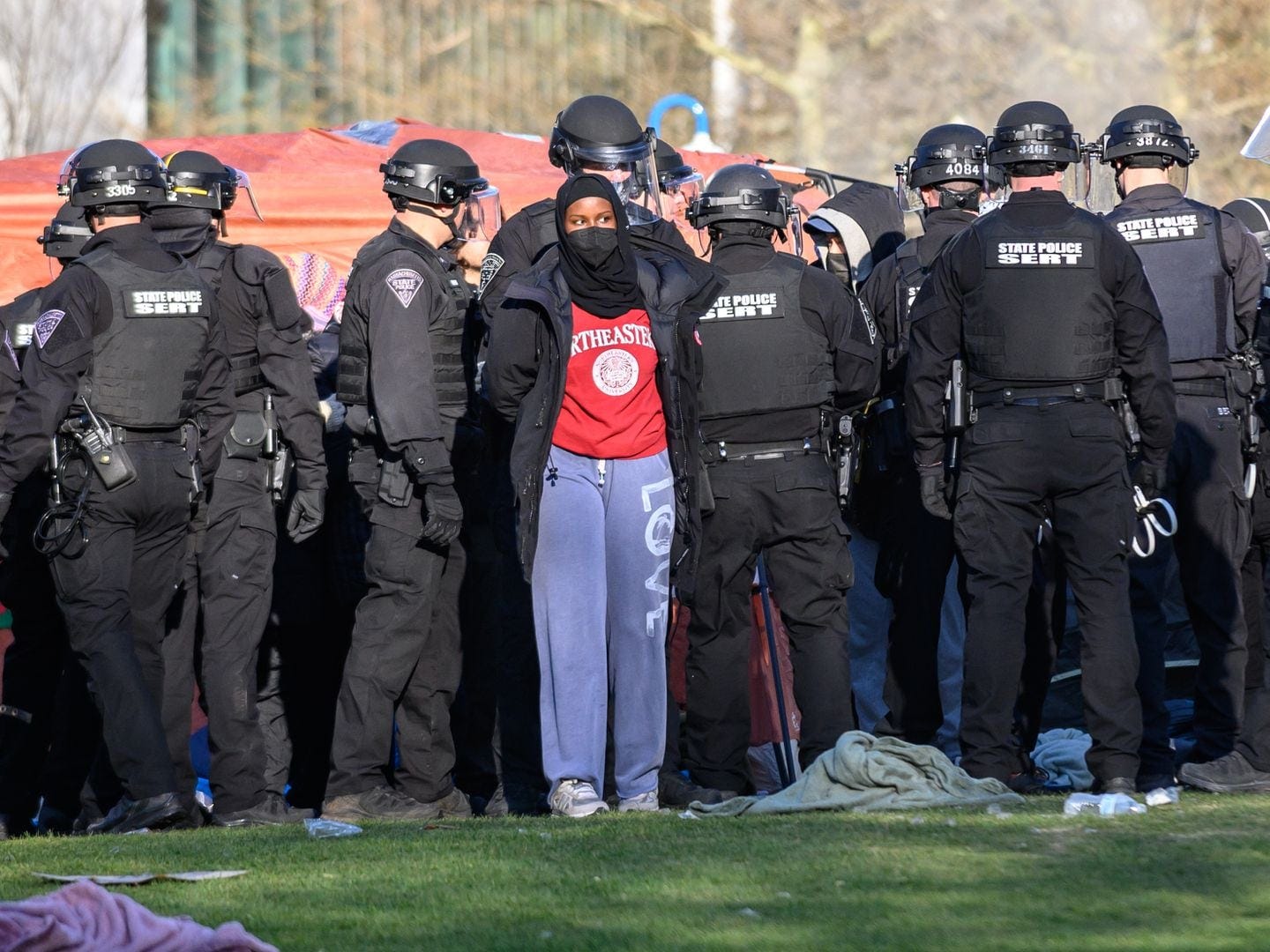 See photos of protests and arrests at Northeastern University