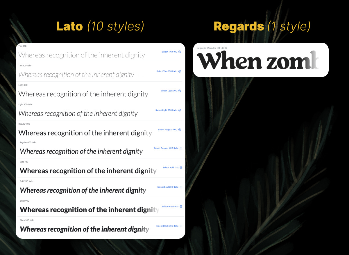 Lato vs Regards styles