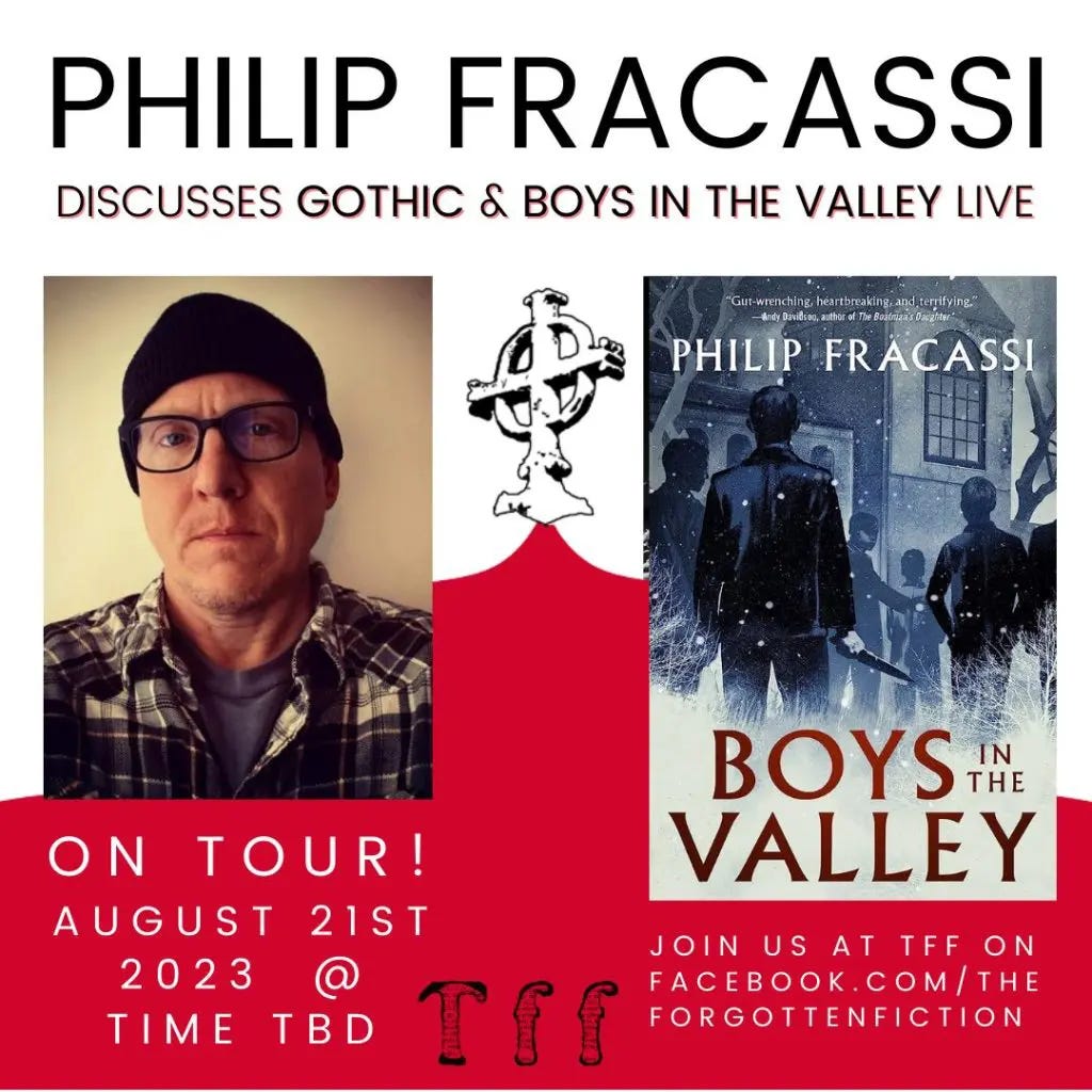BOYS IN THE VALLEY, Philip Fracassi, horror, tor nightfire, orbit books, stephen king, Earthling Publications, 