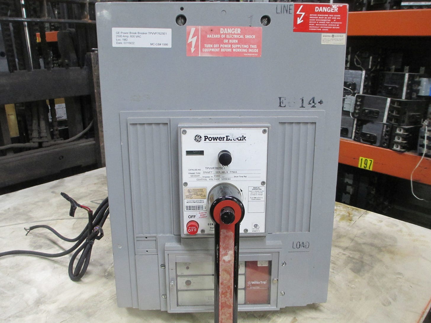 GE Power Break Circuit Breaker TPVVF7625E1 2500A 600 VAC F/M E/O | Used &  Refurbished Industrial Electrical Power Distribution Equipment Dealer