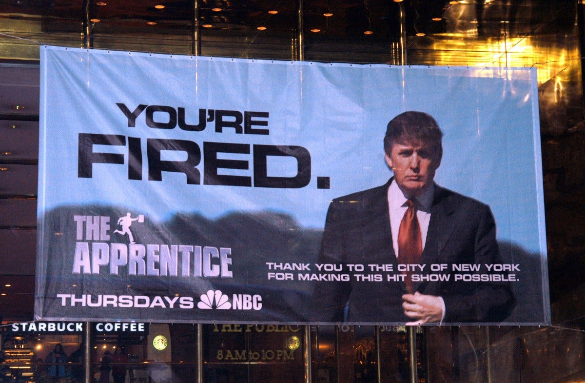 A sign from Donald Trump's show 'The Apprentice,' thanking New York City. A sign from Donald Trump's show 'The Apprentice,' thanking New York City.
