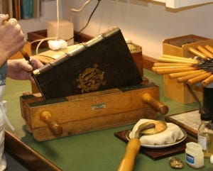 Conservation of books at Lambeth Palace Library; from http://www.lambethpalacelibrary.org/content/conservation