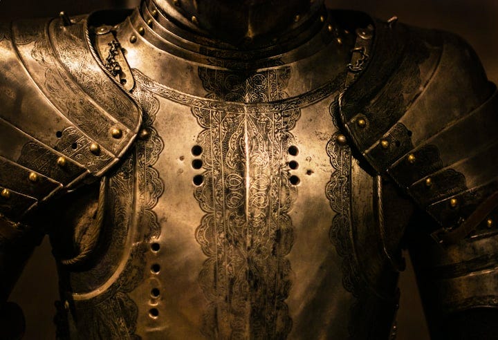 A golden suit of armor. 