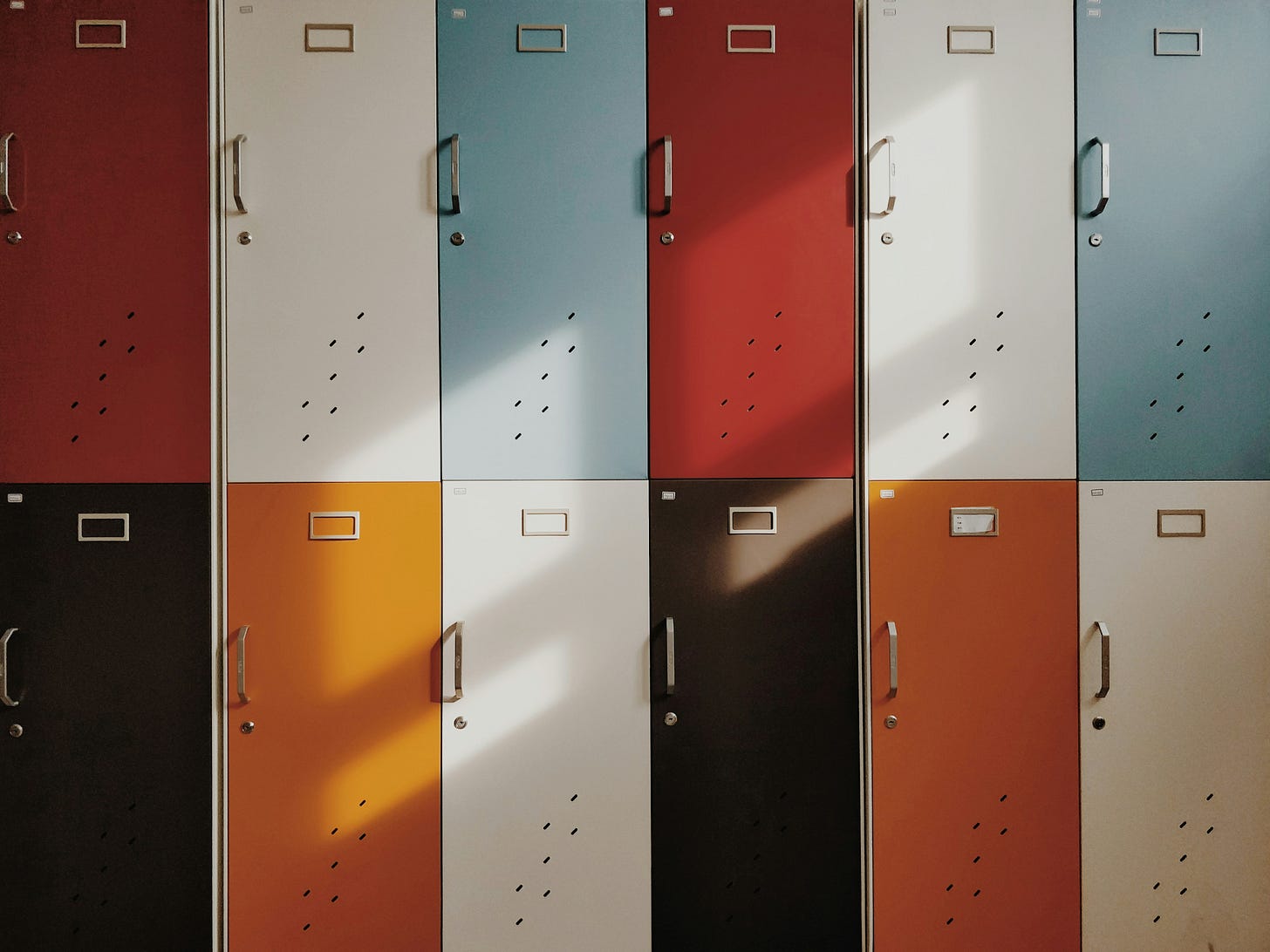 multi-colored school lockers