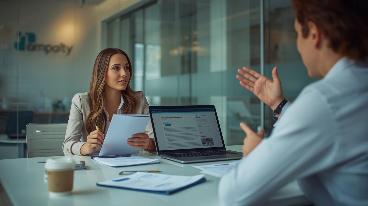 recruiter meeting with hiring manager for first discussion about open role