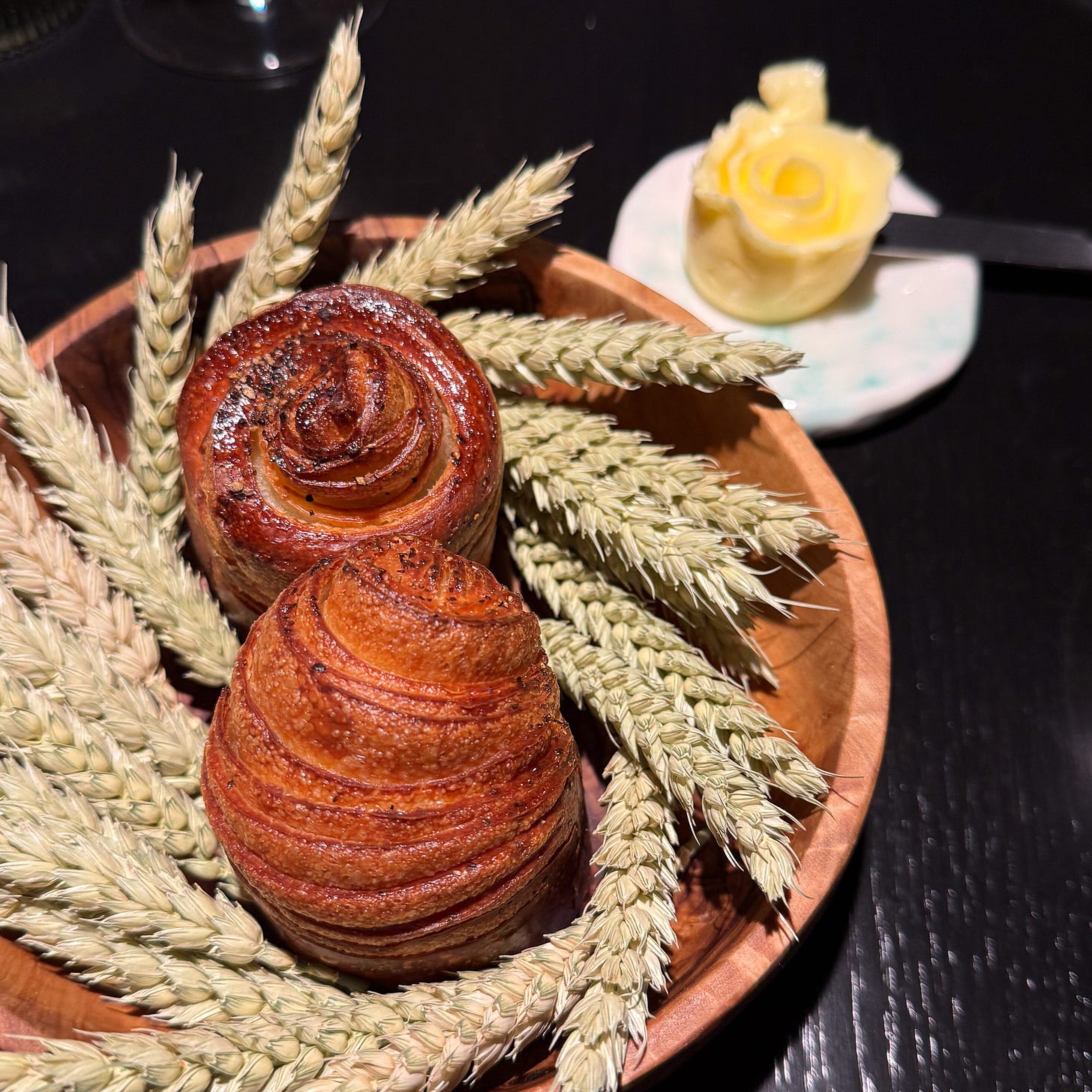 Laminated brioche with butter rosette at Virtus, Paris Laminated brioche with butter rosette at Virtus, Paris