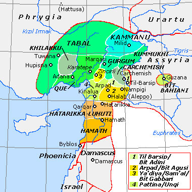 Historical map of the Neo-Hittite states Historical map of the Neo-Hittite states
