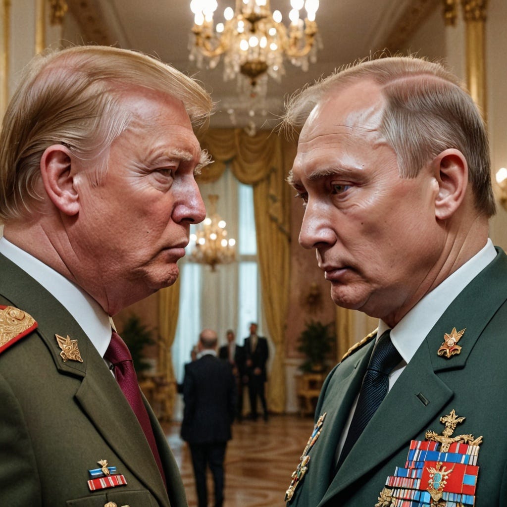 generate picture of Trump  in russian unif...