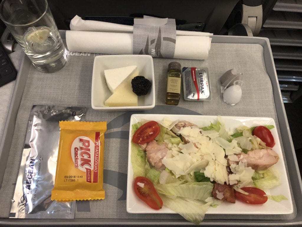 Aegean Airlines A321 Business Class Γεύμα