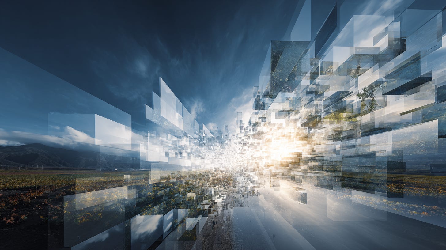 Breaking down technology silos visualised as shattering glass walls, representing multidisciplinary collaboration in modern software development Breaking down technology silos visualised as shattering glass walls, representing multidisciplinary collaboration in modern software development