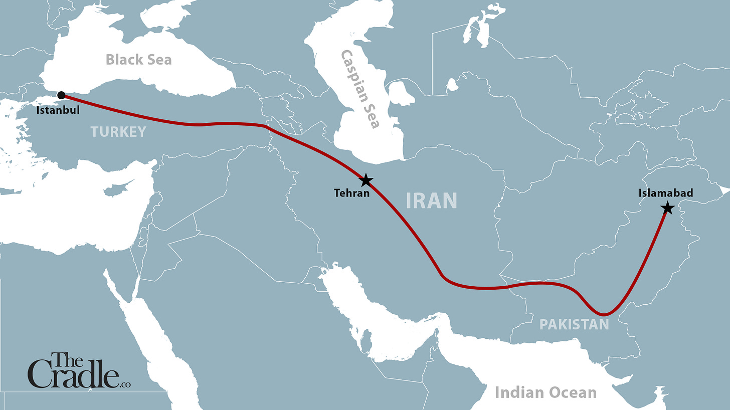 Map of Islamabad to Istanbul rail line (via Iran) Map of Islamabad to Istanbul rail line (via Iran)
