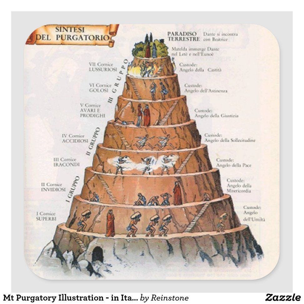 Mt Purgatory Illustration - in Italian Square Sticker | Zazzle.com ...