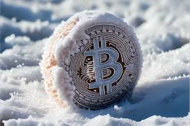 illustration of frozen bitcoin, cold and snow. Bit coin symbol in ice and  snow 22698764 Stock Photo at Vecteezy