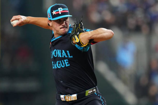 Paul Skenes of the Pittsburgh Pirates pitches during the 94th MLB All-Star Game presented by Mastercard at Globe Life Field on Tuesday, July 16, 2024...