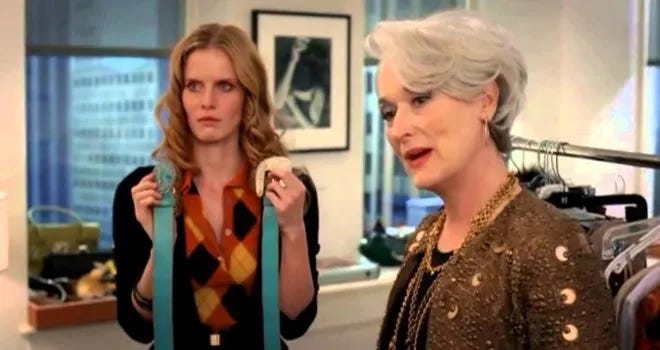 The Infamous "Devil Wears Prada" Cerulean Scene Was Almost About  PlaidHelloGiggles