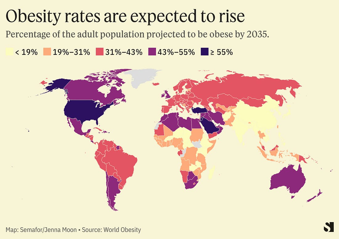The global obesity crisis explained in three maps | Semafor