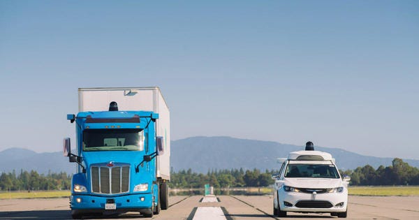 Waymo's convoy. Waymo's convoy.
