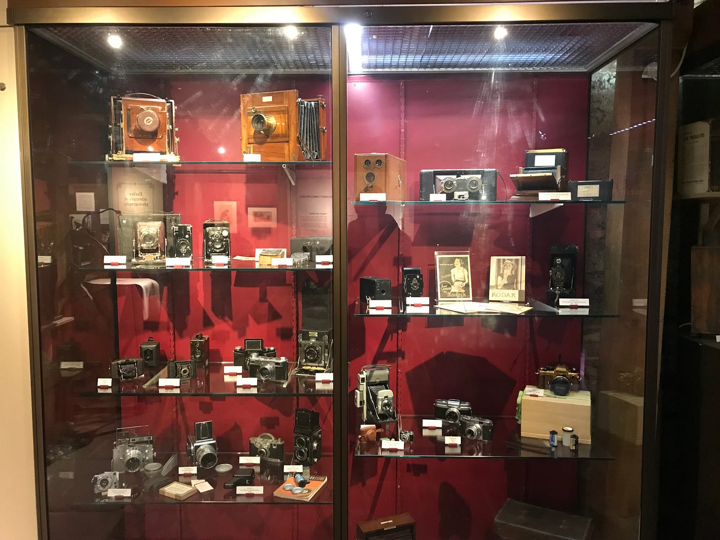 A display of cameras at the Fox Talbot Photographic Museum, Lacock.