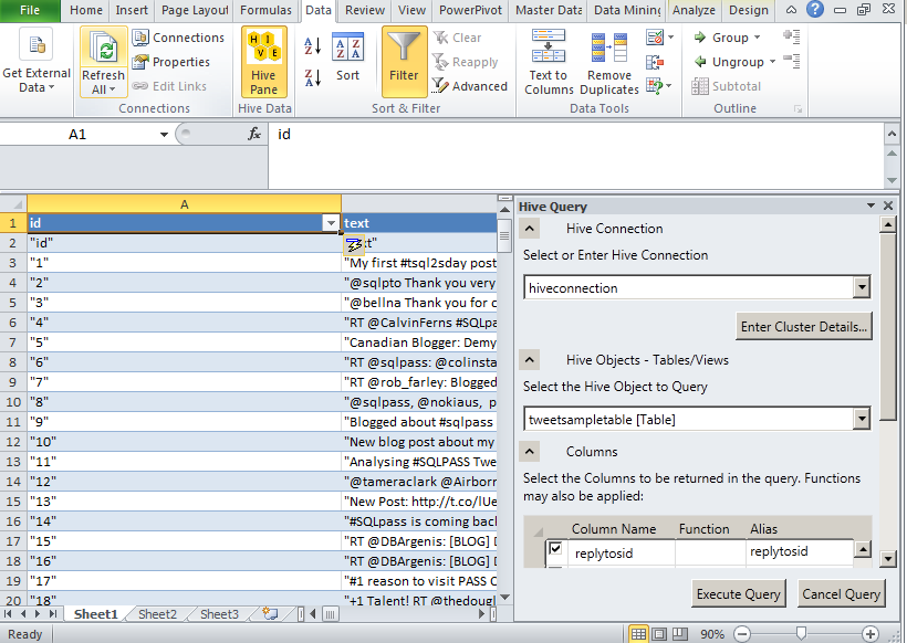 Hadoop on azure Hive Excel addin Hadoop on azure Hive Excel addin