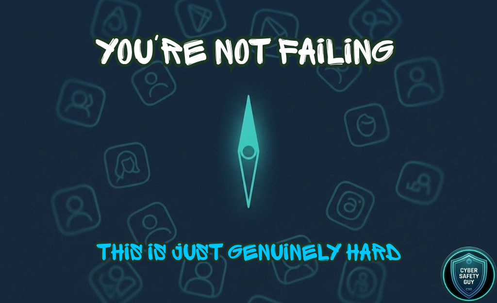 A bloh header of a compass point and a circle background of different social media icons