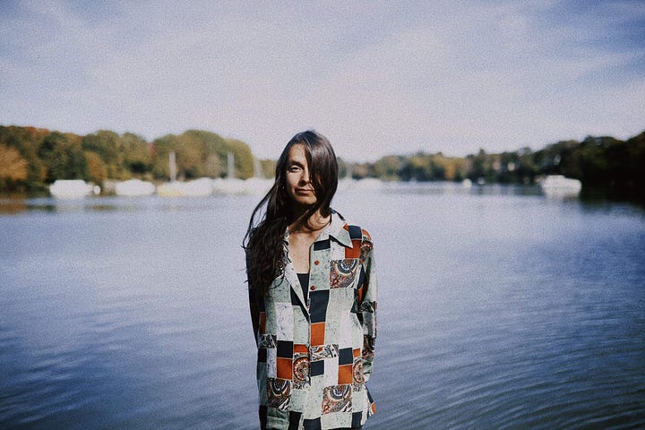 photo of Cécile Lacharme and her new album cover