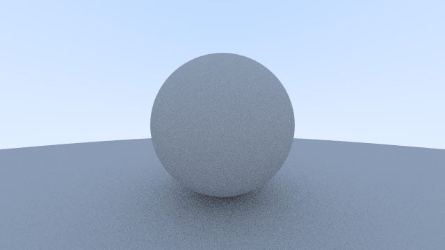 A single grey diffuse sphere sitting a grey ground. A single grey diffuse sphere sitting a grey ground.