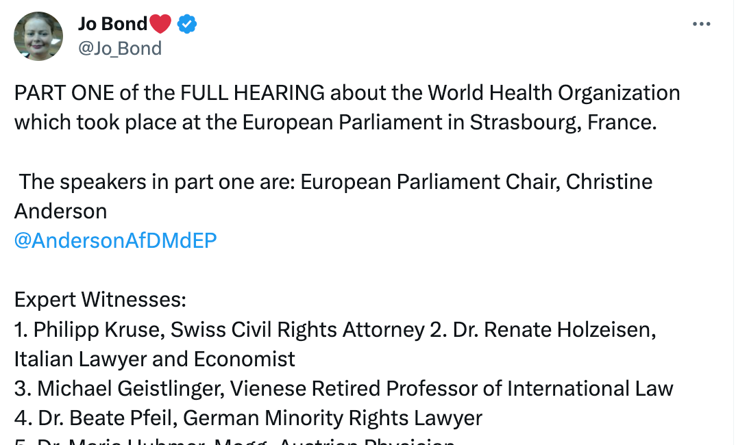 Strasbourg, France - European Parliament Hearing hosted by Christine Anderson, speaker Dr.Peter McCullough. STOP THE WHO POWER grab.