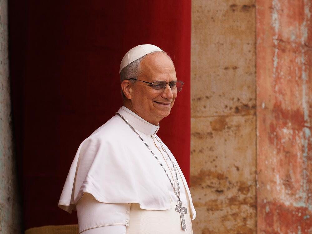Pope Leo XIV delivers the Regina Caeli prayer from the main central loggia of St Peter's basilica on May 11 in Vatican City.