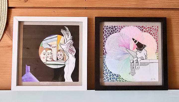 New framed drawings.