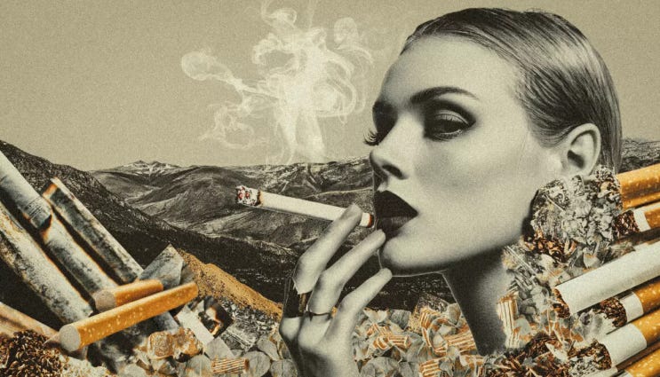 picture of a woman smoking a cigarette Young woman smoking cigarette — Stock Photo © belchonock #148794281