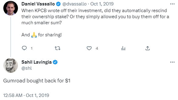 Kleiner Perkins 투자 감액 이후 지분 바이백에 대한 사힐의 트윗