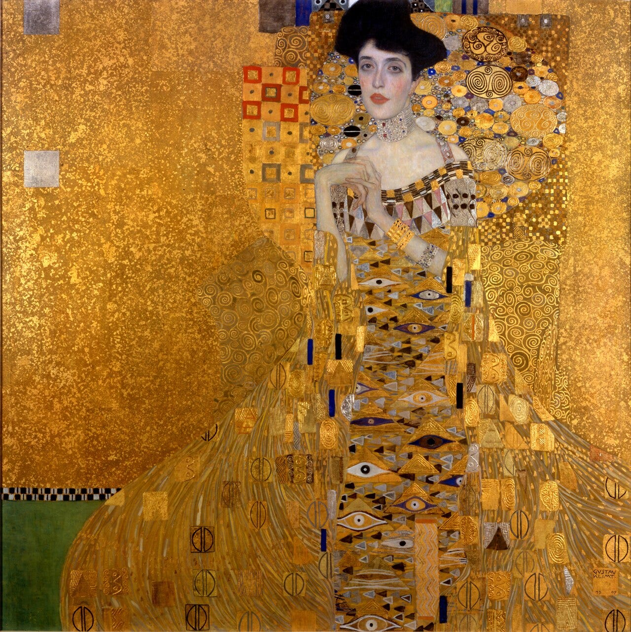 Klimt's gold portrait of Adele Bloch Bauer wearing a jeweled choker Klimt's gold portrait of Adele Bloch Bauer wearing a jeweled choker