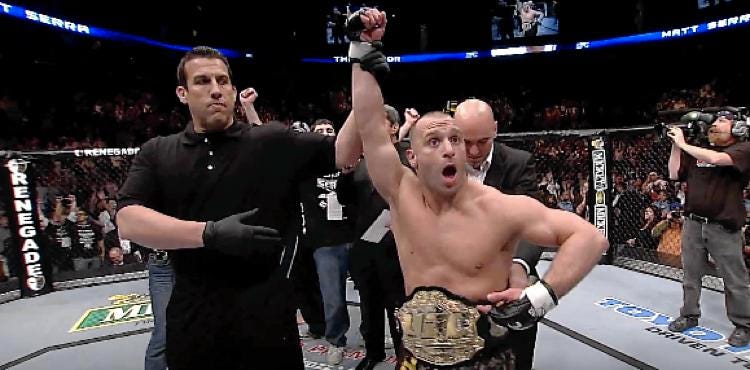 Matt Serra beat GSP at UFC 69 and went on to lose 3 of his next 4 fights  and retire. To me it's the biggest upset in UFC history, what would you