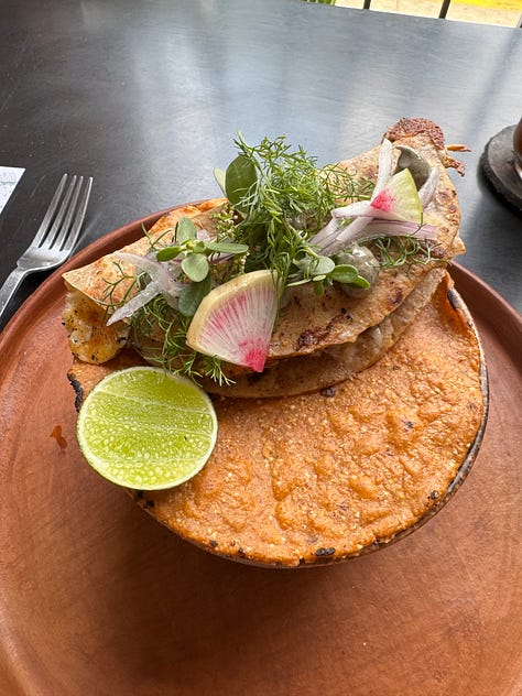 Six photos showing the courses served during Xaok's recent collaborative menu.