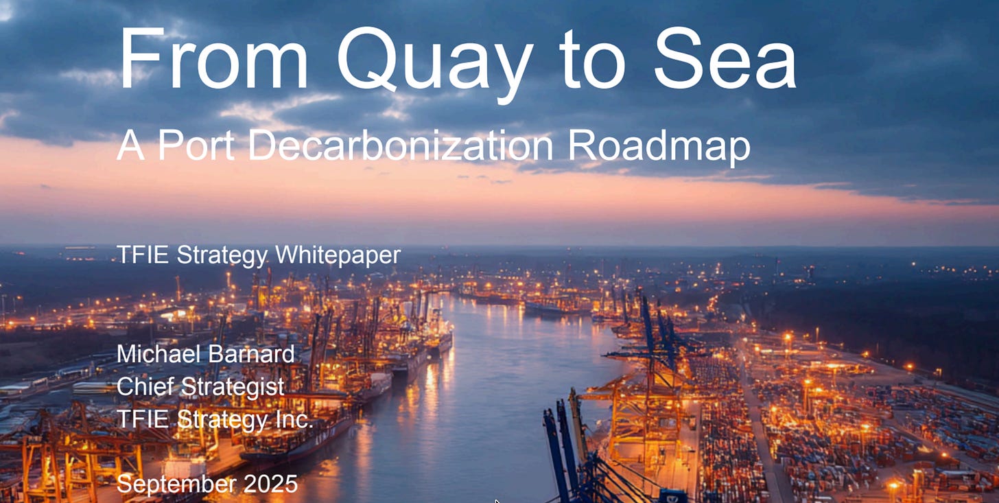 Cover of TFIE Strategy report on port decarbonization. Cover of TFIE Strategy report on port decarbonization.
