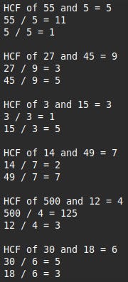 Highest Common Factors with Euclidean Algorithm in Python