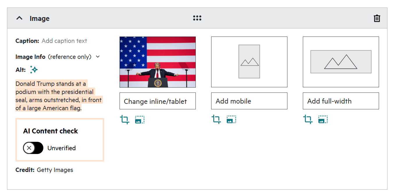 A screenshot of the Financial Times content management system showing an image upload dialog with AI-generated alt text. A screenshot of the Financial Times content management system showing an image upload dialog with AI-generated alt text.