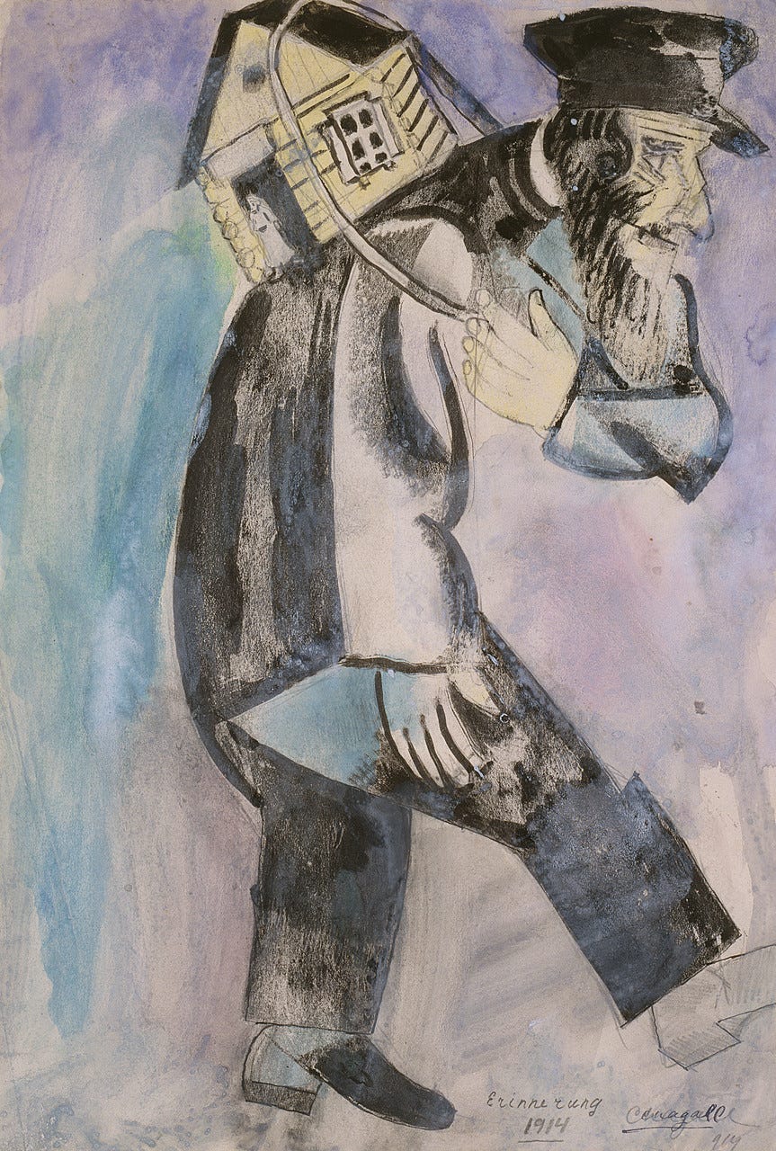 Marc Chagall, Remembrance, 1914. Gouache, ink, and graphite on paper, 12 1/2 x 8 5/8 inches (31.7 x 22.3 cm)