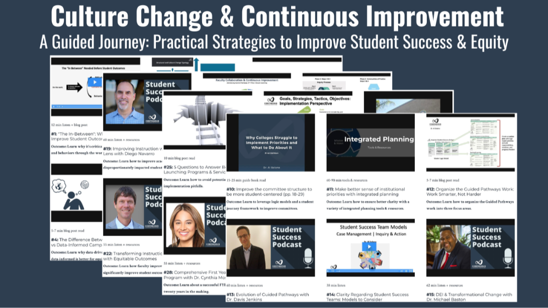 Culture Change & Continuous Improvement. A guided journey: Practical strategies to improve student success and equity.