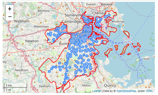 Belmont 
tha'm 
Wate rtown 
-Newton 
S m rvill 
ambridge 
*00kI" 
Il Everett/ O,Revere 
Chelse 
Winthrop. 
78 
- ham 
Dedham 
Milton 
Quincy 
Leaflet IOata by @ OpenStreetMap, under ODBC 